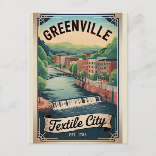 Vintage Greenville South Carolina Retro Travel Holiday Postcard