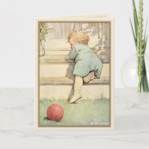 Vintage Greeting Card with Sweet Baby Illustration
