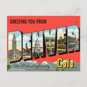 Vintage Greeting You From Denver Colorado Travel Postcard