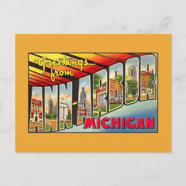 Vintage greetings from Ann Arbor MI Postcard (Front)