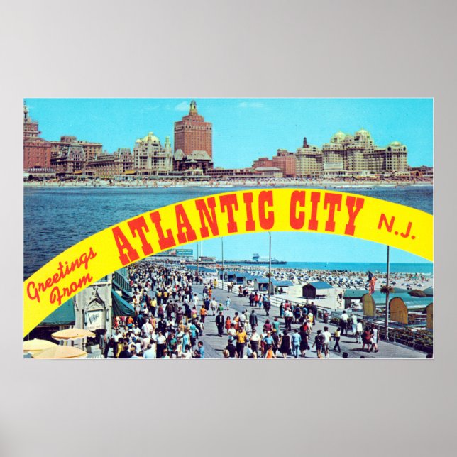 Vintage Greetings From Atlantic CIty New Jersey Poster (Front)