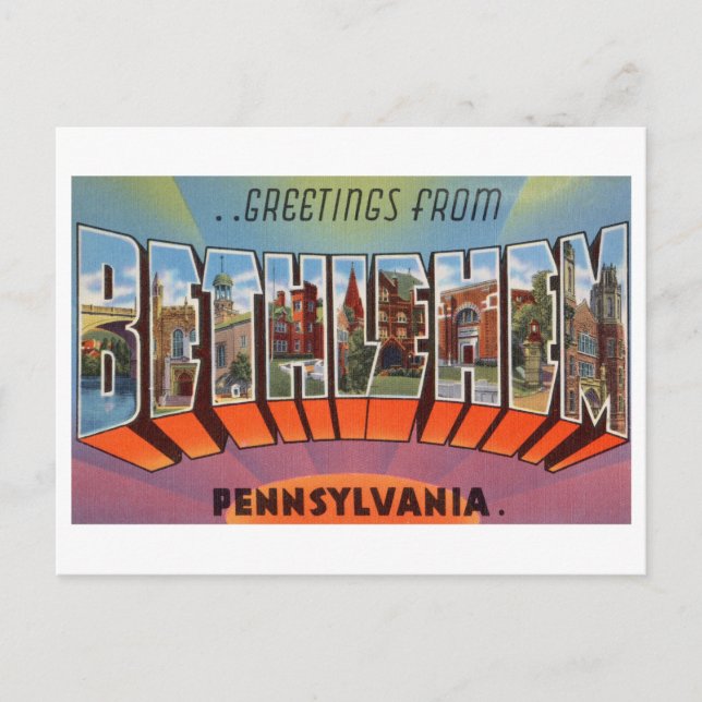 Vintage Greetings from Bethlehem, Pennsylvania Postcard (Front)