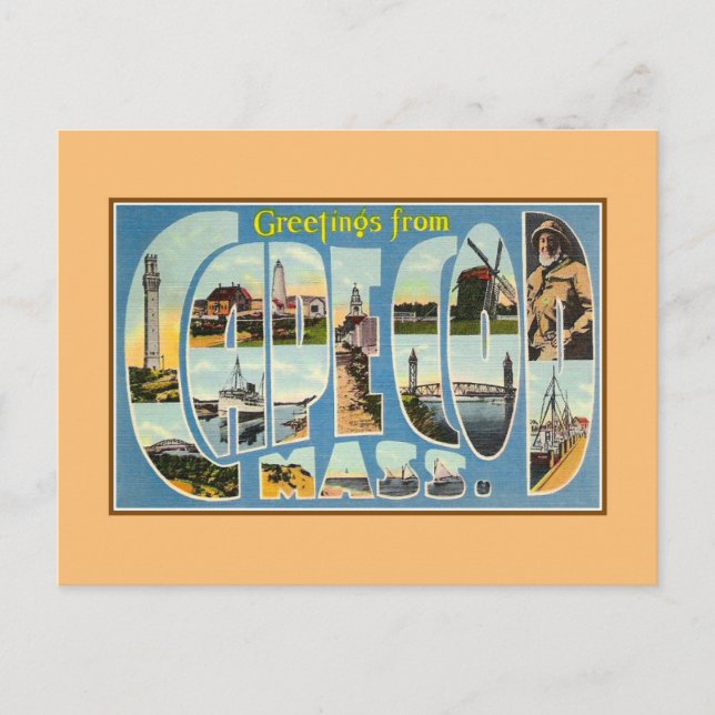 Vintage Greetings from Cape Cod MA Postcard (Front)