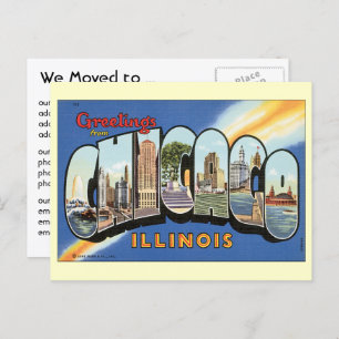 Vintage Greetings from Chicago, Change of Address Announcement Postcard