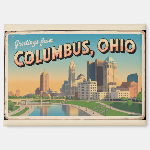 Vintage Greetings from Columbus Ohio Postcard Magnet