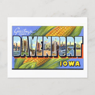 Vintage Greetings from Davenport, Iowa Postcard