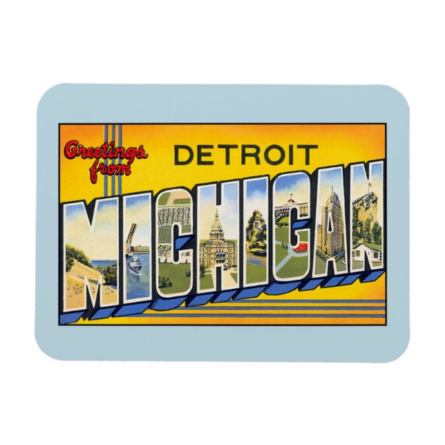 Vintage greetings from Detroit Michigan Magnet (Horizontal)