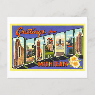Vintage Greetings from Detroit, Michigan Postcard
