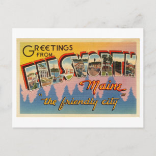 Vintage Greetings from Ellsworth, Maine Postcard