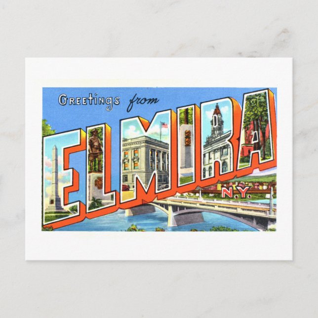 Vintage Greetings from Elmira, New York, Postcard (Front)