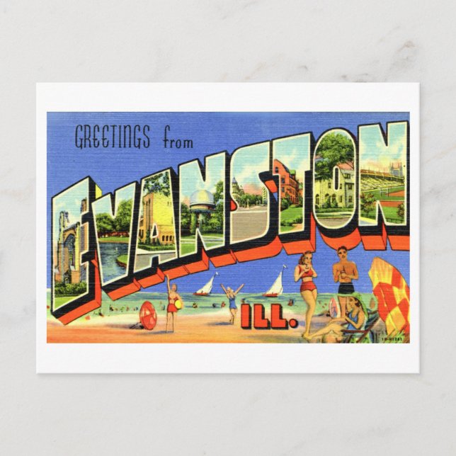 Vintage Greetings from Evanston, Illinois Postcard (Front)