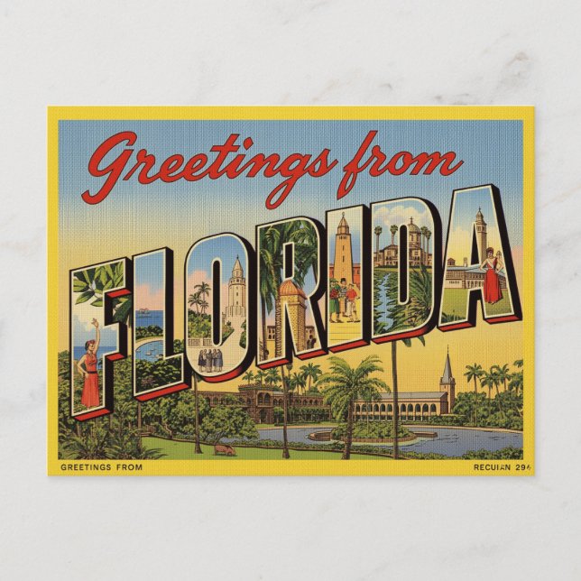 Vintage "Greetings from Florida" Postcard (Front)
