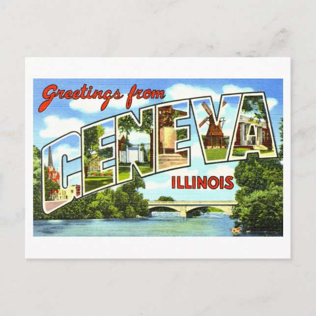 Vintage Greetings from Geneva, Illinois, Postcard (Front)