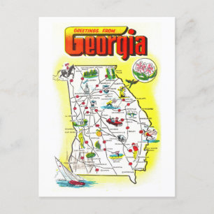 Vintage Greetings from Georgia Map Postcard