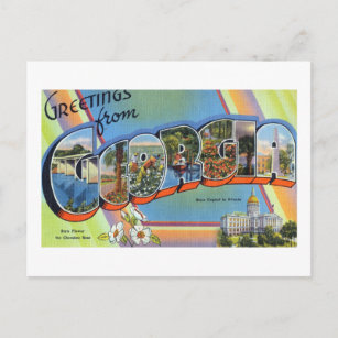Vintage Greetings from Georgia Travel Poster Postcard