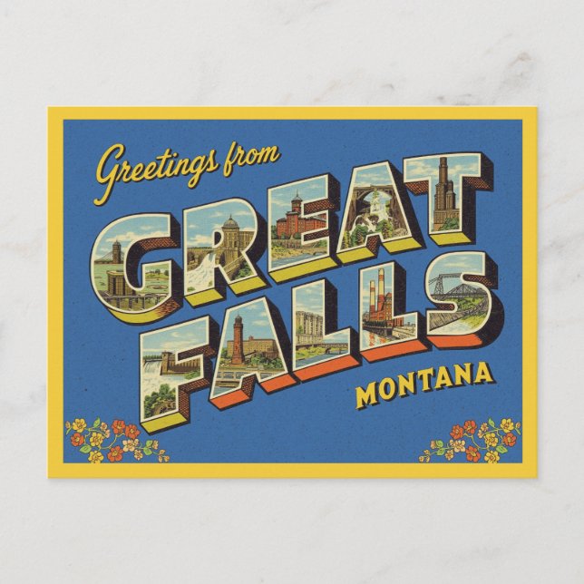Vintage "Greetings from Great Falls, Montana" Postcard (Front)