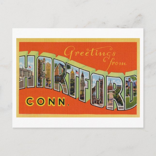 Vintage Greetings from Hartford, Connecticut Postcard (Front)