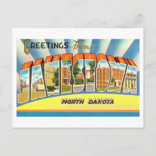Vintage Greetings from Jamestown, North Dakota Postcard (Front)