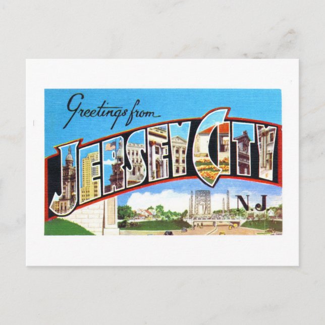 Vintage Greetings from Jersey City, New Jersey, Postcard (Front)