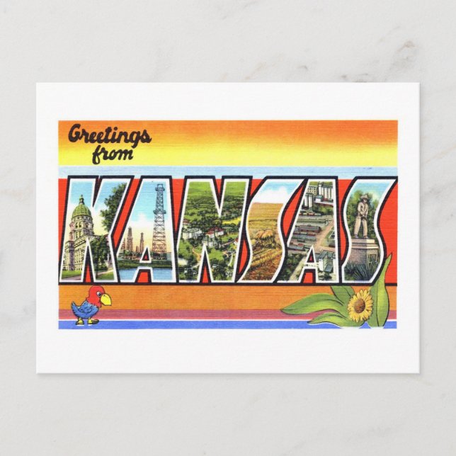 Vintage Greetings from Kansas Postcard (Front)