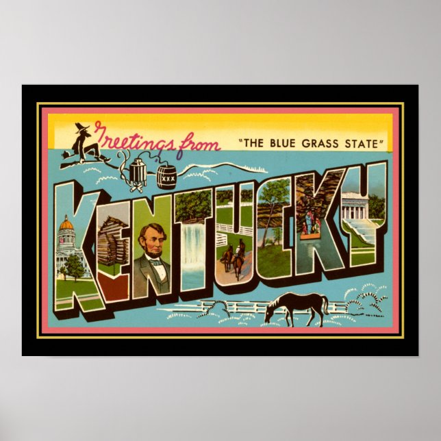Vintage "Greetings from Kentucky" Poster (Front)