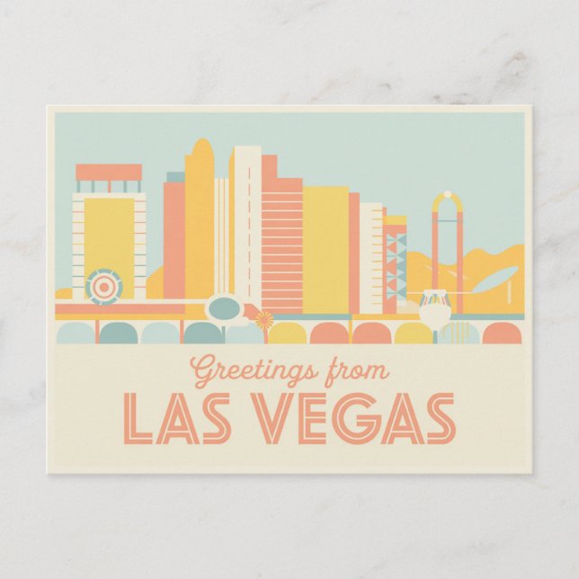 Vintage Greetings from Las Vegas Classic Retro Postcard (Front)