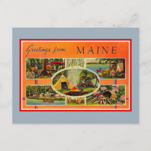 Vintage Greetings From Maine Postcard