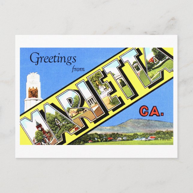 Vintage Greetings from Marietta, Georgia, Postcard (Front)