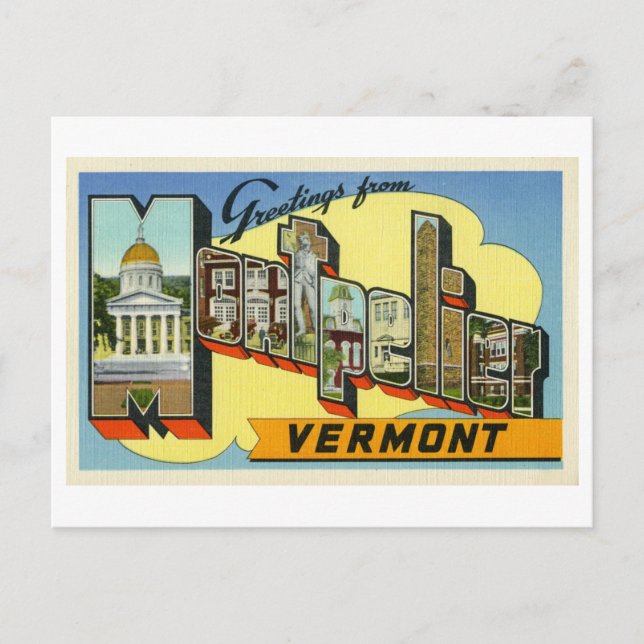 Vintage Greetings from Montpelier, Vermont Postcard (Front)