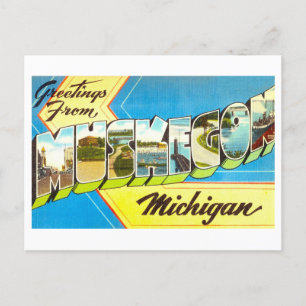 Vintage Greetings from Muskegon, Michigan, Postcard