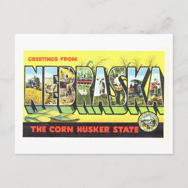 Vintage Greetings from Nebraska Postcard (Front)