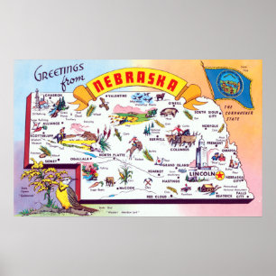 Vintage Greetings From Nebraska Travel Poster