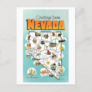 Vintage Greetings from Nevada Map Postcard