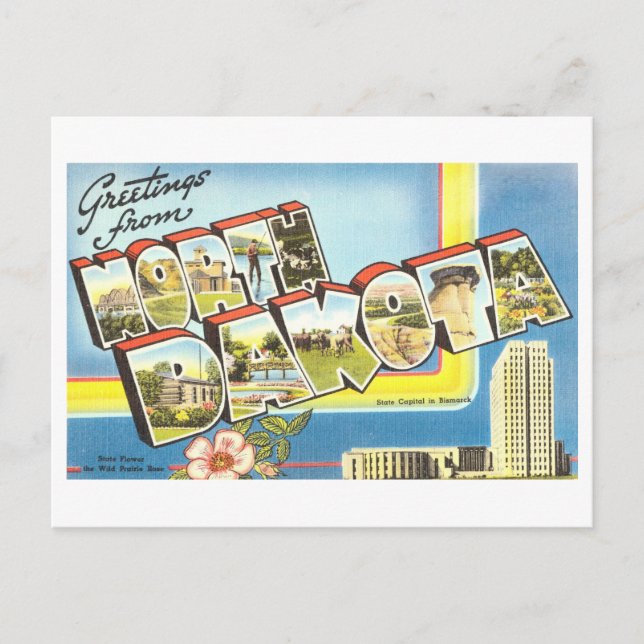 Vintage Greetings from North Dakota Postcard (Front)