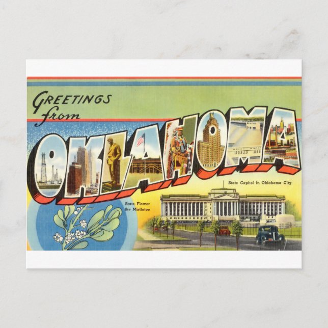Vintage Greetings From Oklahoma Travel Postcard (Front)