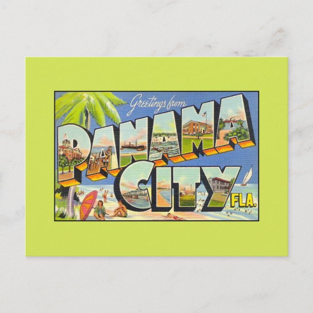 Vintage greetings from Panama City FLA Postcard (Front)