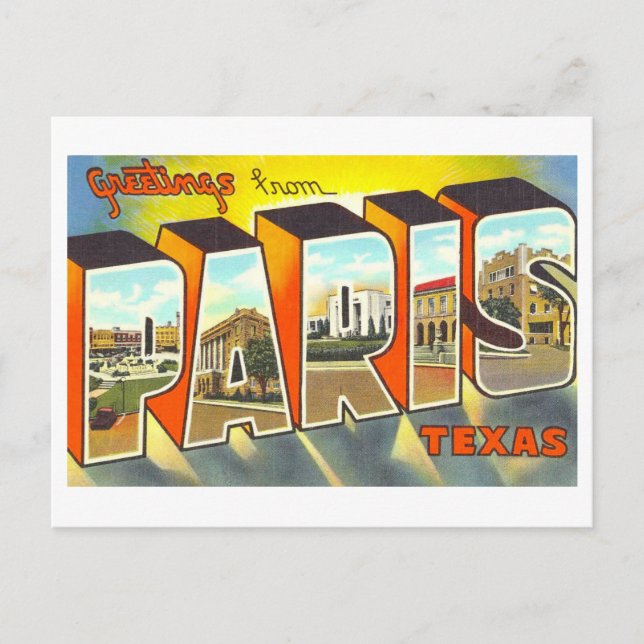Vintage Greetings from Paris, Texas, Postcard (Front)
