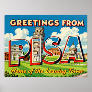 Vintage Greetings from Pisa Poster