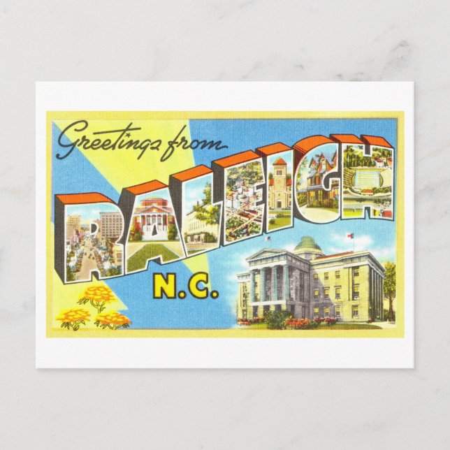 Vintage Greetings from Raleigh, North Carolina Postcard (Front)
