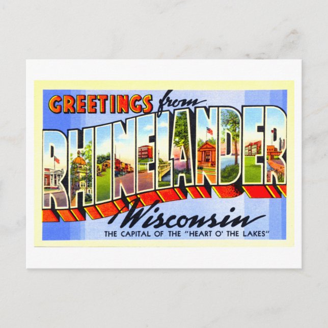 Vintage Greetings from Rhinelander, Wisconsin, Postcard (Front)