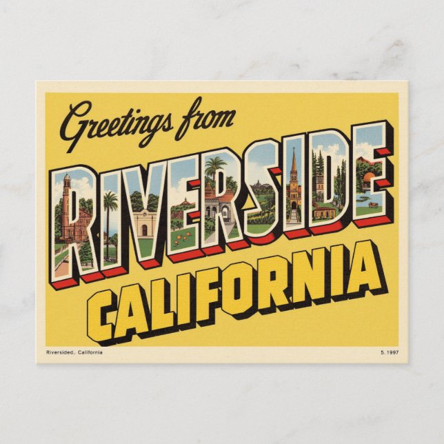 Vintage "Greetings from Riverside, California" Postcard (Front)