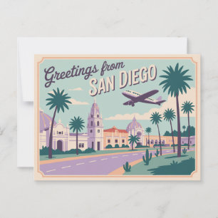 Vintage Greetings from San Diego Classic Retro Postcard