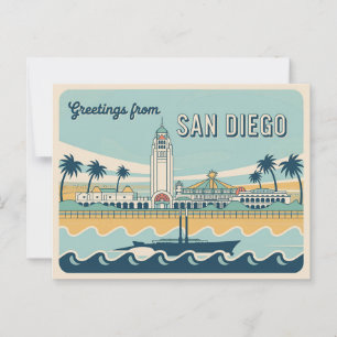 Vintage Greetings from San Diego Classic Retro Postcard