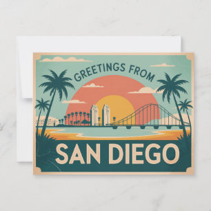 Vintage Greetings from San Diego Classic Retro Postcard