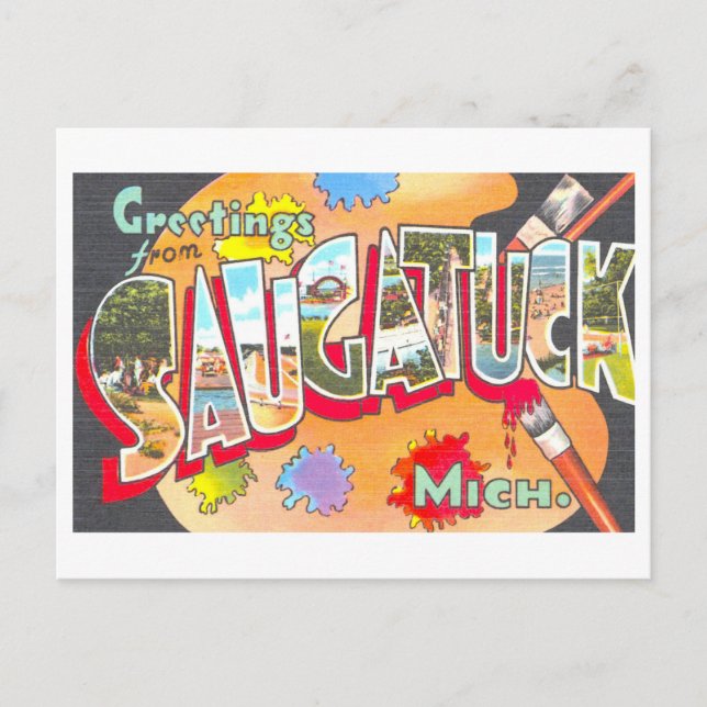 Vintage Greetings from Saugatuck, Michigan, Postcard (Front)