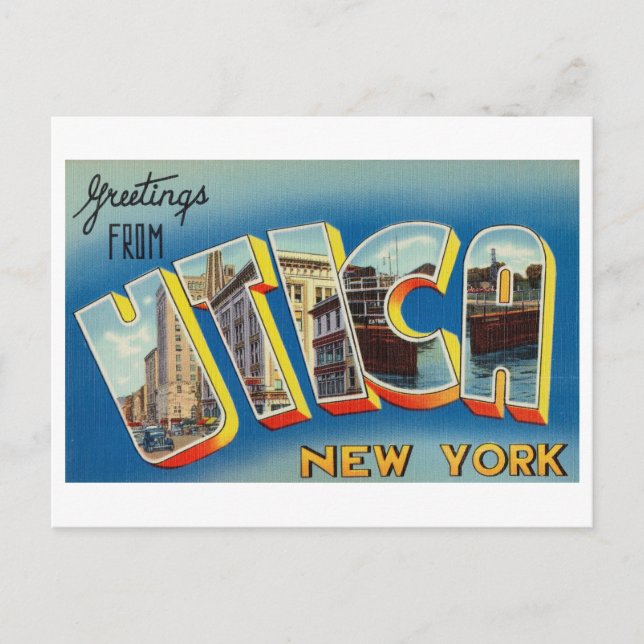 Vintage Greetings from Utica, New York Postcard (Front)