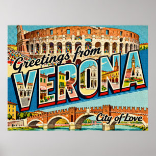 Vintage Greetings from Verona Poster