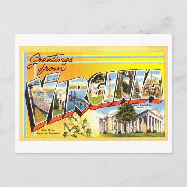 Vintage Greetings from Virginia Postcard (Front)
