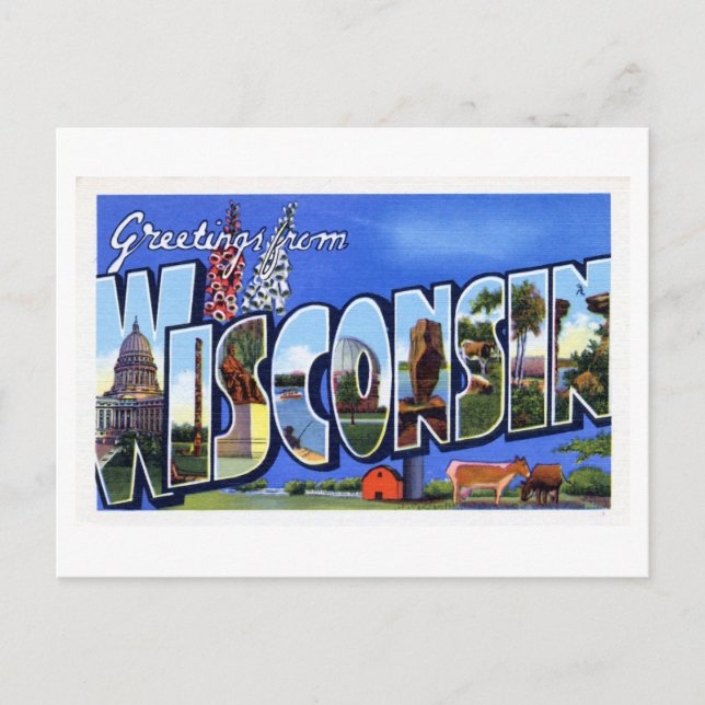 Vintage Greetings from Wisconsin Postcard (Front)