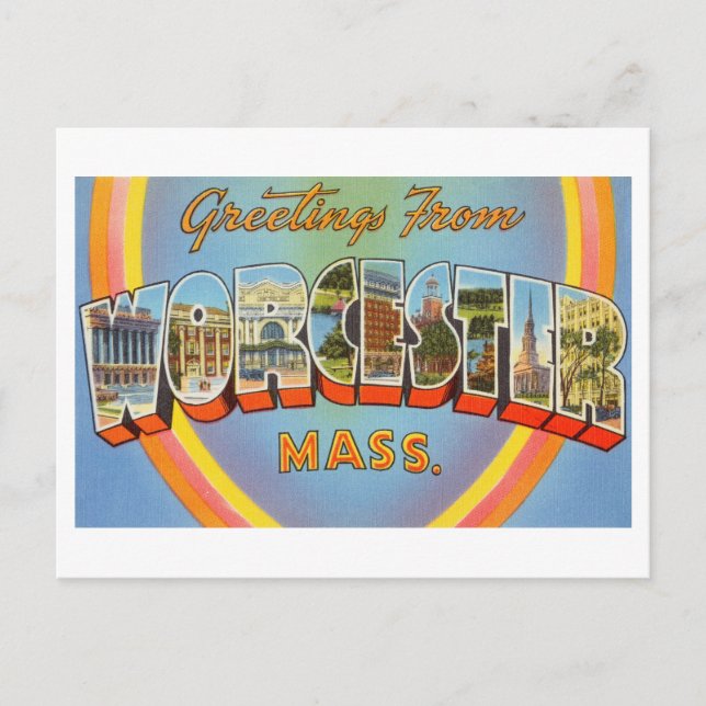 Vintage Greetings from Worcester, Massachusetts Postcard (Front)